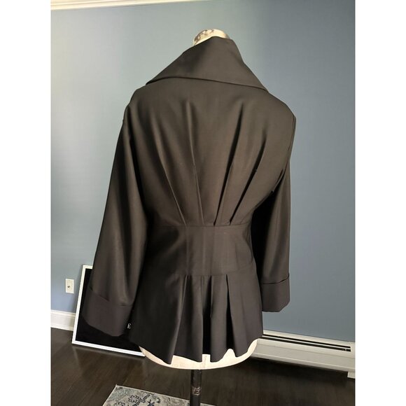 Theory Women’s Black Sheena Snap Collar Belted Waist Wide Sleeve Jacket Small - Picture 4 of 5